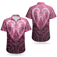 Aotearoa Breast Cancer Couples Matching Puletasi and Hawaiian Shirt Maori Tribal Pattern LT05 - Polynesian Pride