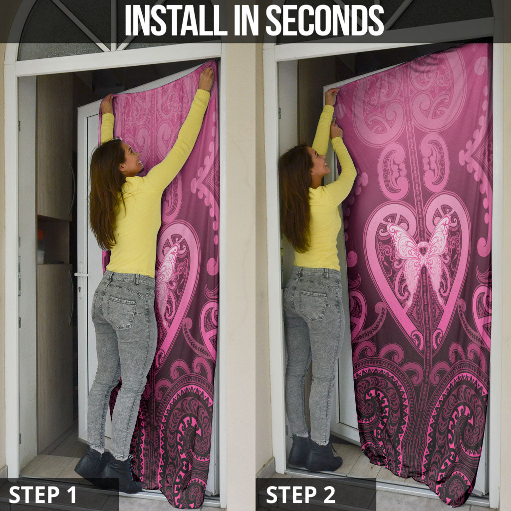 Aotearoa Breast Cancer Door Cover Maori Tribal Pattern LT05 - Polynesian Pride