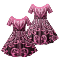 Aotearoa Breast Cancer Family Matching Mermaid Dress and Hawaiian Shirt Maori Tribal Pattern LT05 Daughter's Dress Pink - Polynesian Pride