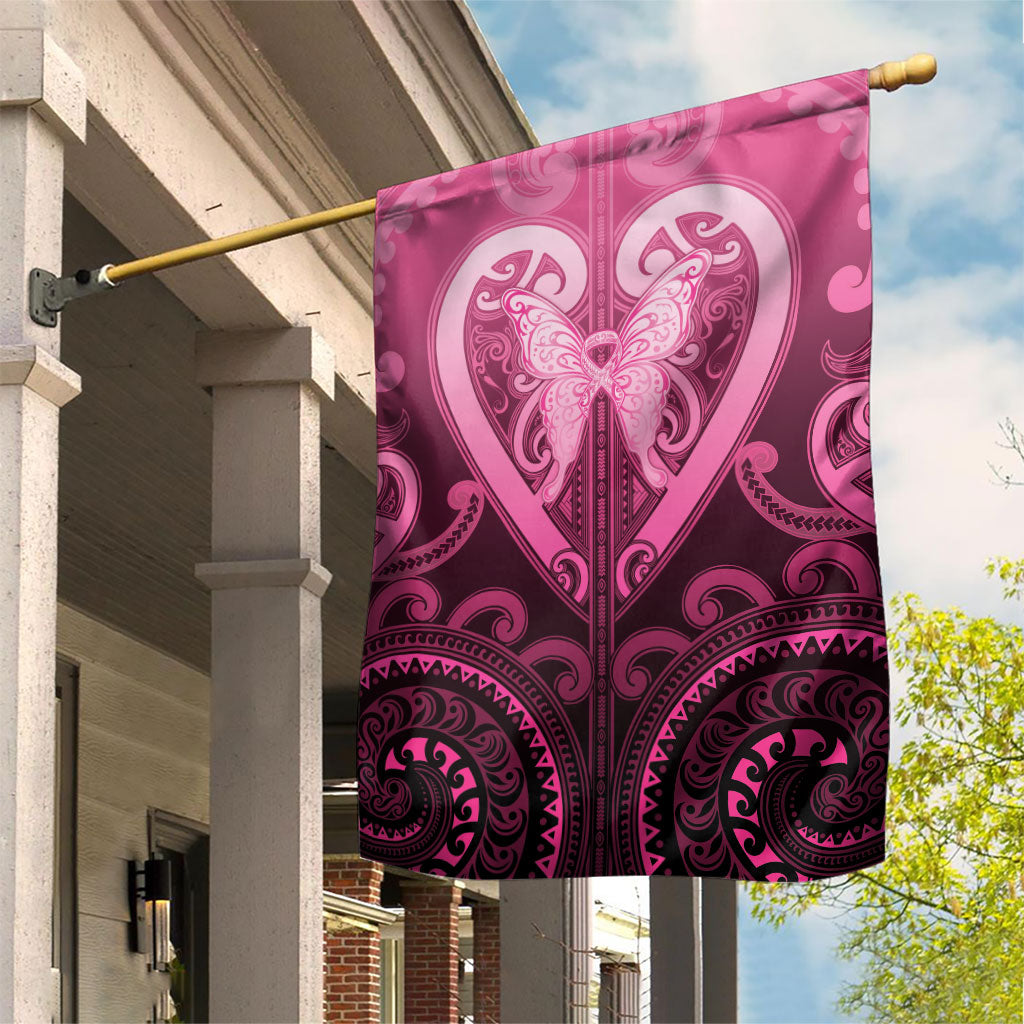Aotearoa Breast Cancer Garden Flag Maori Tribal Pattern LT05 House Flag Pink - Polynesian Pride