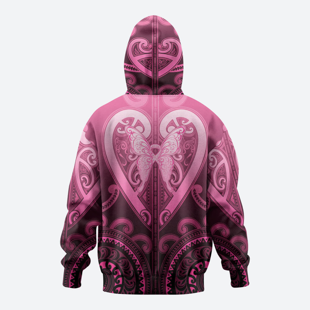 Aotearoa Breast Cancer Hoodie Maori Tribal Pattern LT05 - Polynesian Pride