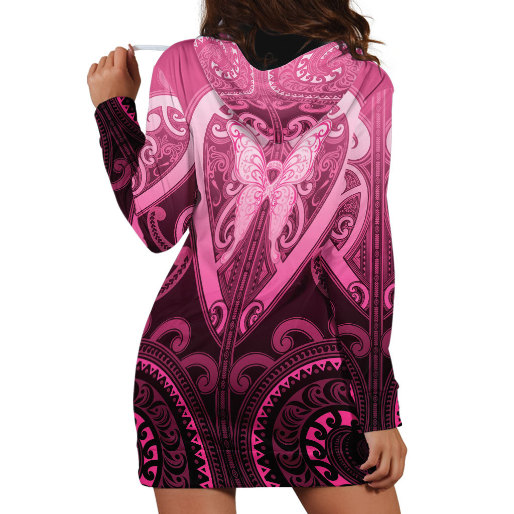 Aotearoa Breast Cancer Hoodie Dress Maori Tribal Pattern LT05 - Polynesian Pride