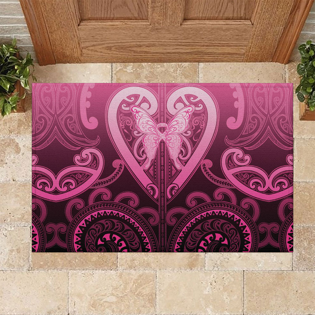 Aotearoa Breast Cancer Rubber Doormat Maori Tribal Pattern LT05 Pink - Polynesian Pride