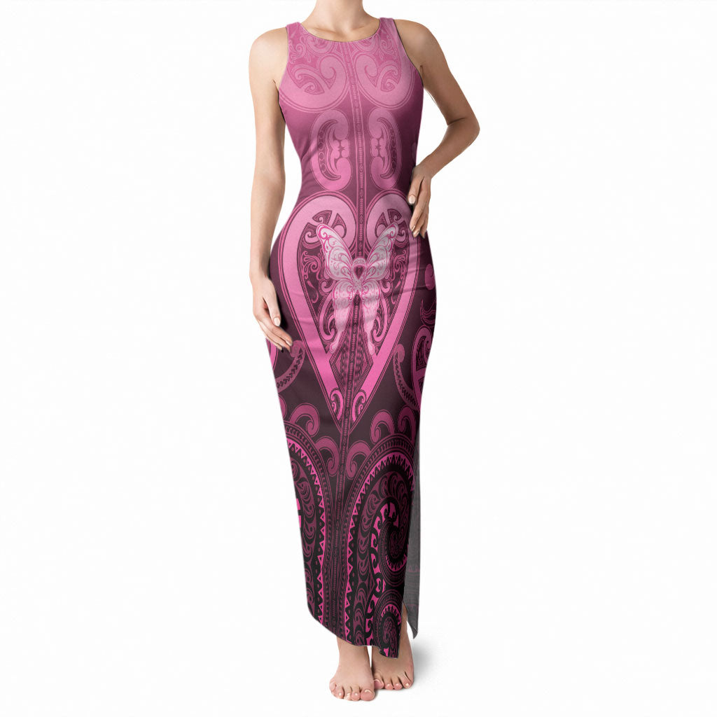 Aotearoa Breast Cancer Tank Maxi Dress Maori Tribal Pattern LT05 Women Pink - Polynesian Pride