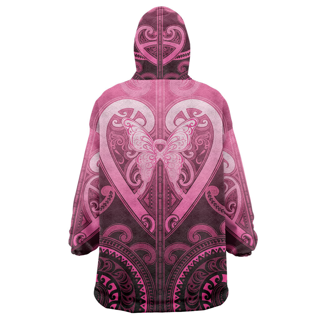 Aotearoa Breast Cancer Wearable Blanket Hoodie Maori Tribal Pattern LT05 - Polynesian Pride