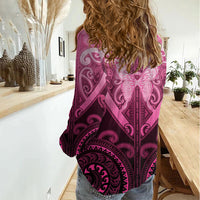 Aotearoa Breast Cancer Women Casual Shirt Maori Tribal Pattern LT05 - Polynesian Pride