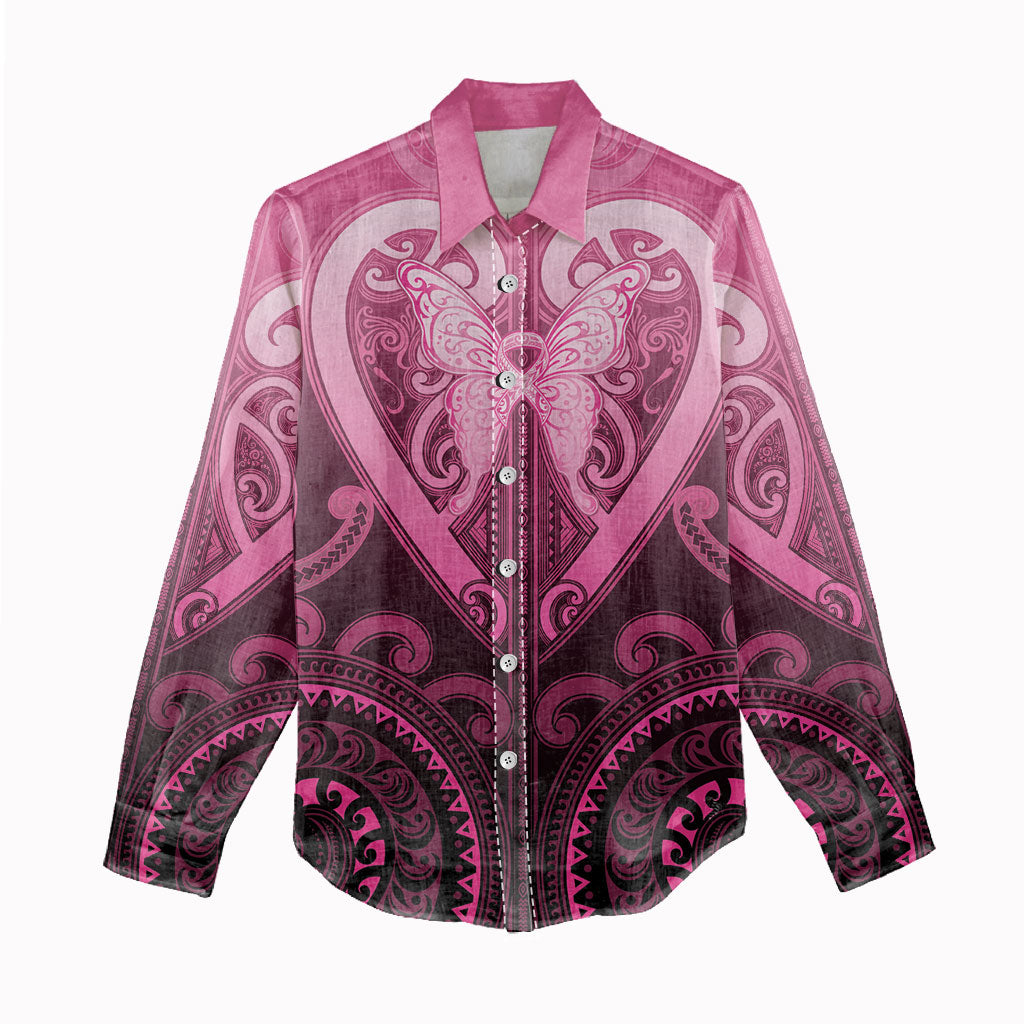 Aotearoa Breast Cancer Women Casual Shirt Maori Tribal Pattern LT05 - Polynesian Pride