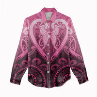Aotearoa Breast Cancer Women Casual Shirt Maori Tribal Pattern LT05 - Polynesian Pride