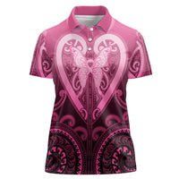 Aotearoa Breast Cancer Women Polo Shirt Maori Tribal Pattern LT05 Female Pink - Polynesian Pride