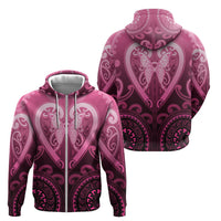 Aotearoa Breast Cancer Zip Hoodie Maori Tribal Pattern LT05 - Polynesian Pride