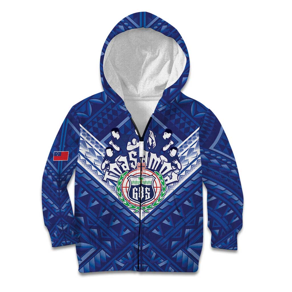 Toa Samoa Rugby Custom Kid Hoodie Samoan Pride With Tribal Pattern - Polynesian Pride