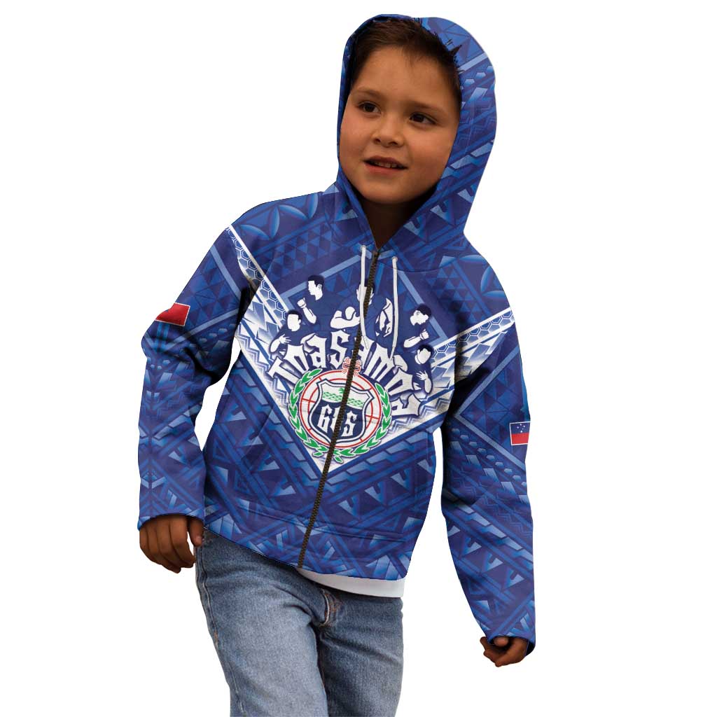 Toa Samoa Rugby Custom Kid Hoodie Samoan Pride With Tribal Pattern - Polynesian Pride