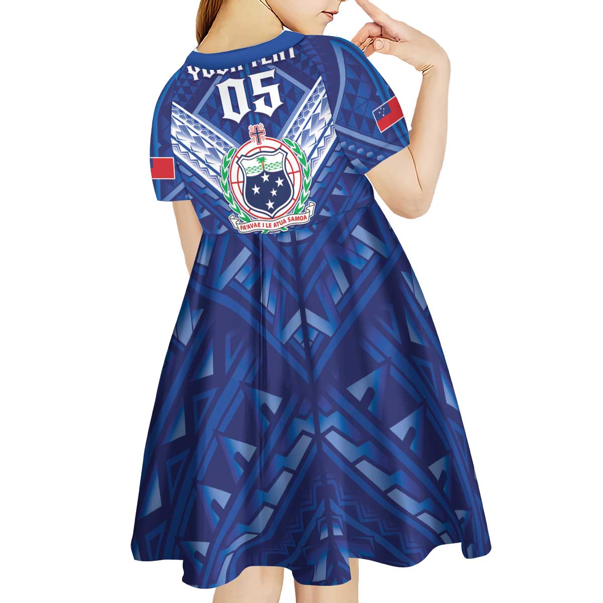 Toa Samoa Rugby Custom Kid Short Sleeve Dress Samoan Pride With Tribal Pattern - Polynesian Pride
