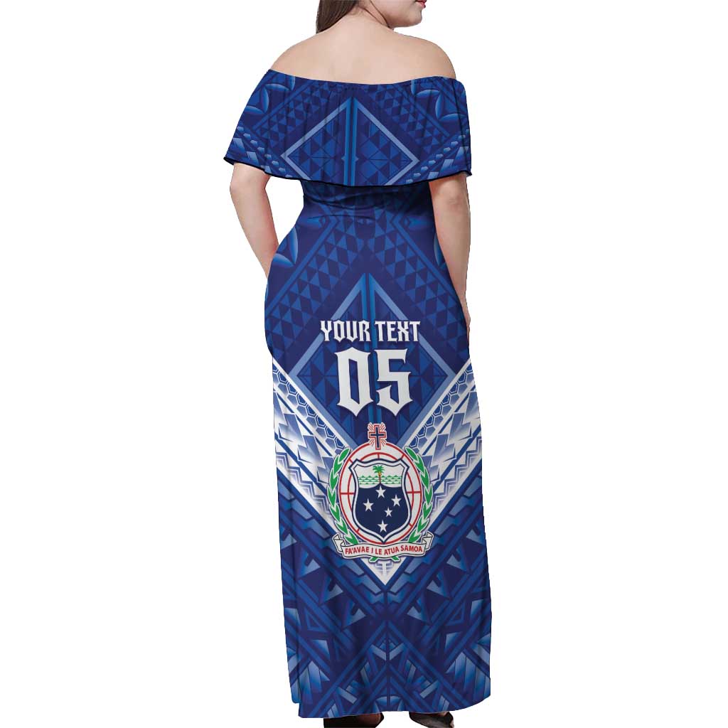 Toa Samoa Rugby Custom Off Shoulder Maxi Dress Samoan Pride With Tribal Pattern - Polynesian Pride