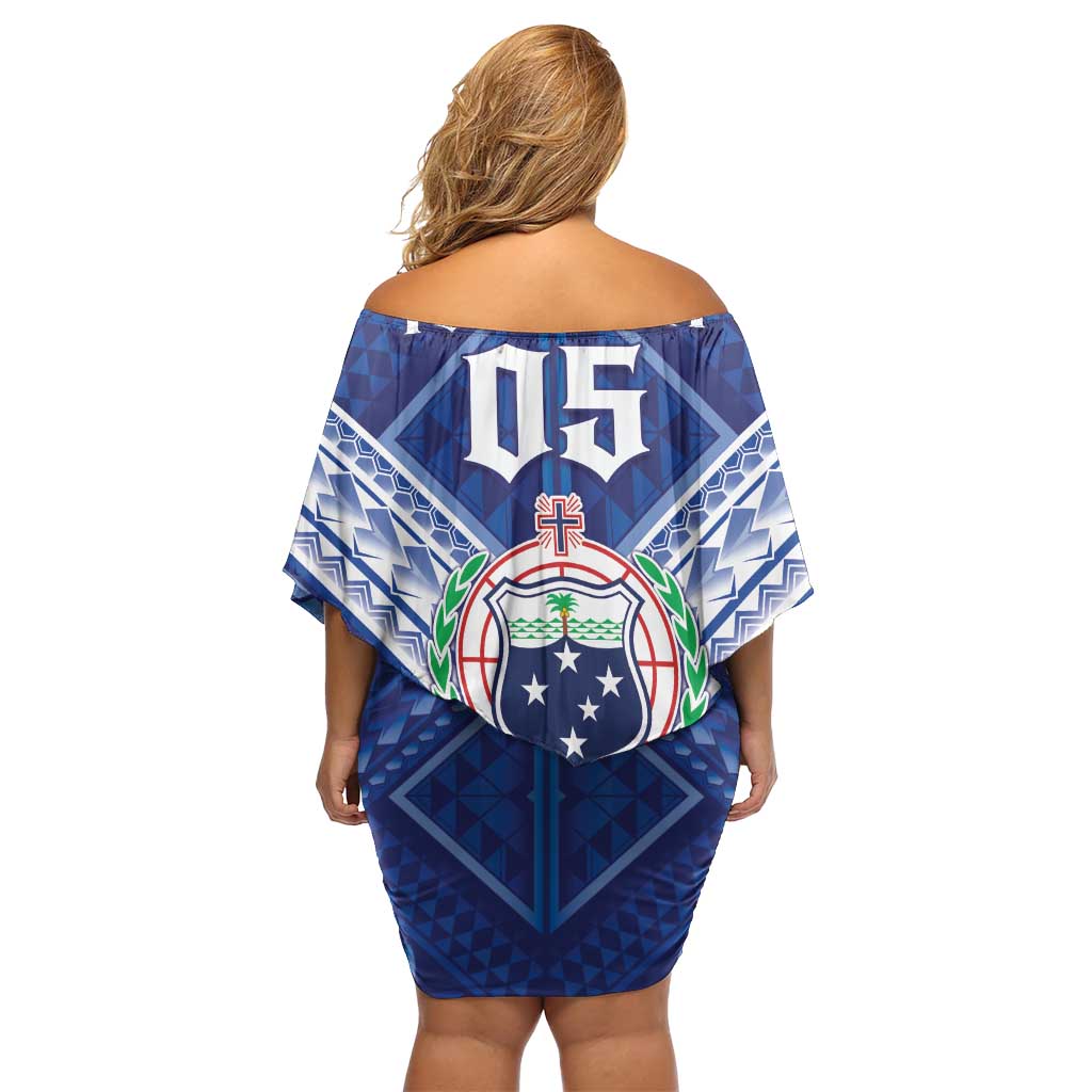 Toa Samoa Rugby Custom Off Shoulder Short Dress Samoan Pride With Tribal Pattern - Polynesian Pride