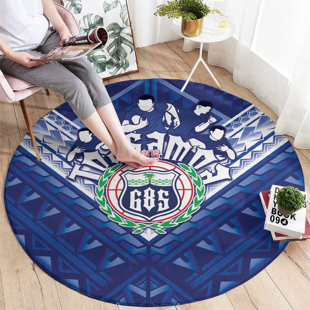 Toa Samoa Rugby Round Carpet Samoan Pride With Tribal Pattern - Polynesian Pride