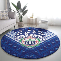 Toa Samoa Rugby Round Carpet Samoan Pride With Tribal Pattern - Polynesian Pride