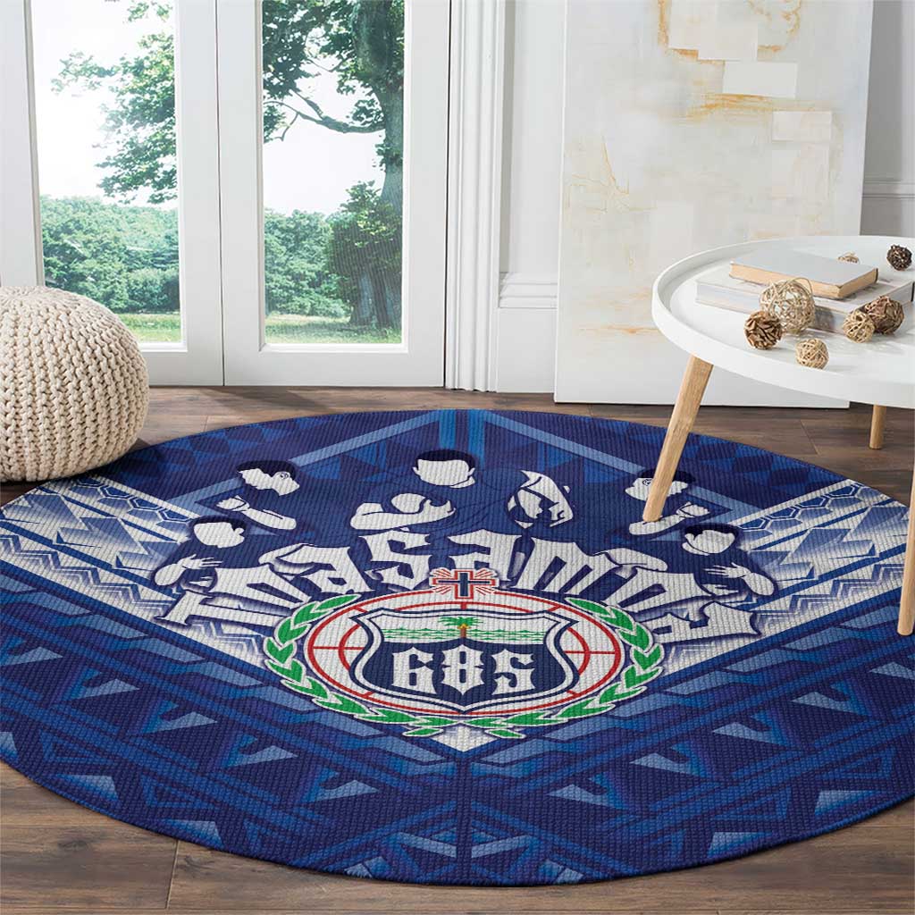 Toa Samoa Rugby Round Carpet Samoan Pride With Tribal Pattern - Polynesian Pride