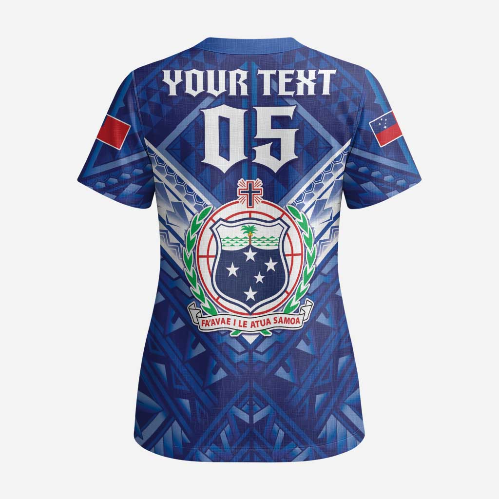 Toa Samoa Rugby Custom Scrub Top Samoan Pride With Tribal Pattern - Polynesian Pride