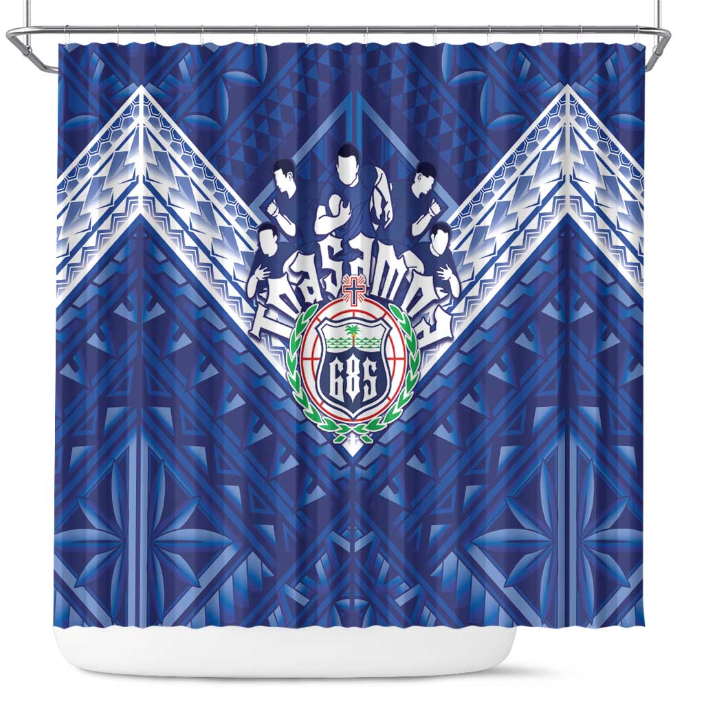 Toa Samoa Rugby Shower Curtain Samoan Pride With Tribal Pattern - Polynesian Pride