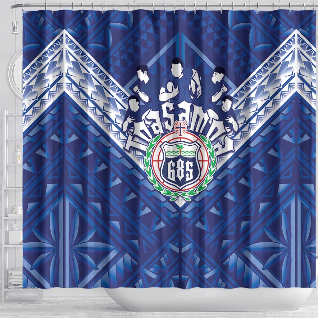 Toa Samoa Rugby Shower Curtain Samoan Pride With Tribal Pattern - Polynesian Pride