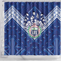 Toa Samoa Rugby Shower Curtain Samoan Pride With Tribal Pattern - Polynesian Pride