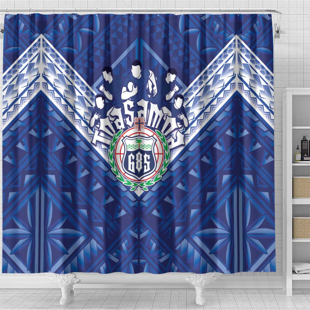 Toa Samoa Rugby Shower Curtain Samoan Pride With Tribal Pattern - Polynesian Pride