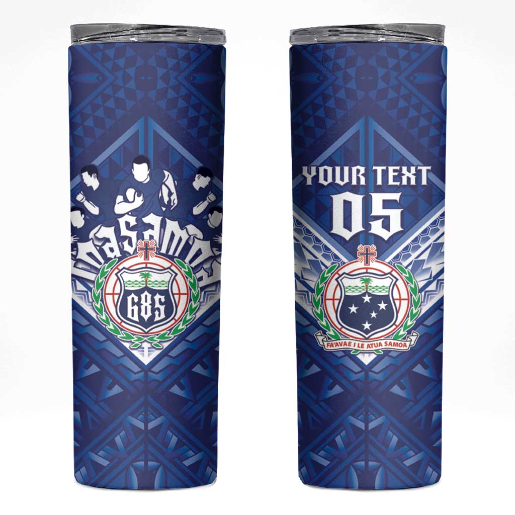 Toa Samoa Rugby Custom Skinny Tumbler Samoan Pride With Tribal Pattern - Polynesian Pride