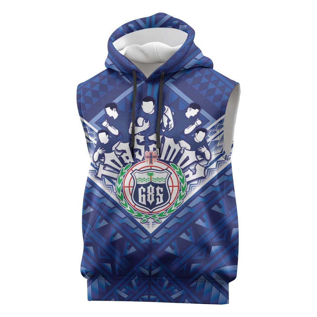 Toa Samoa Rugby Custom Sleeveless Hoodie Samoan Pride With Tribal Pattern - Polynesian Pride