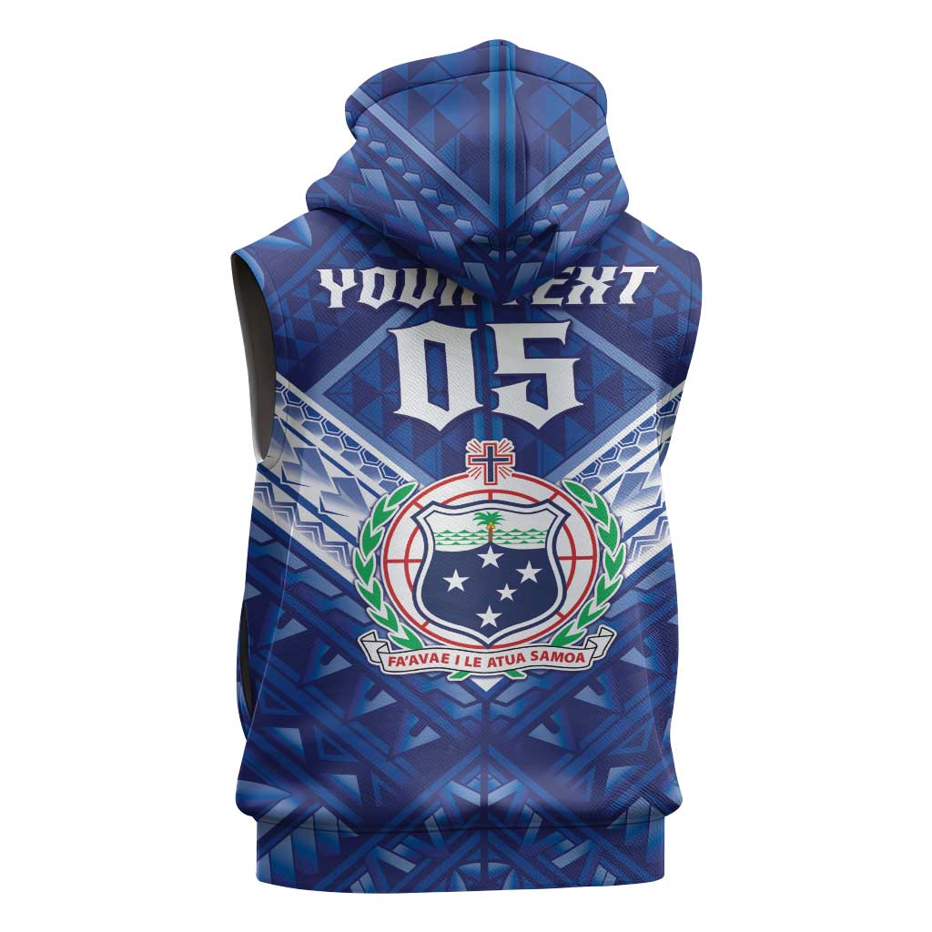 Toa Samoa Rugby Custom Sleeveless Zip Hoodie Samoan Pride With Tribal Pattern - Polynesian Pride