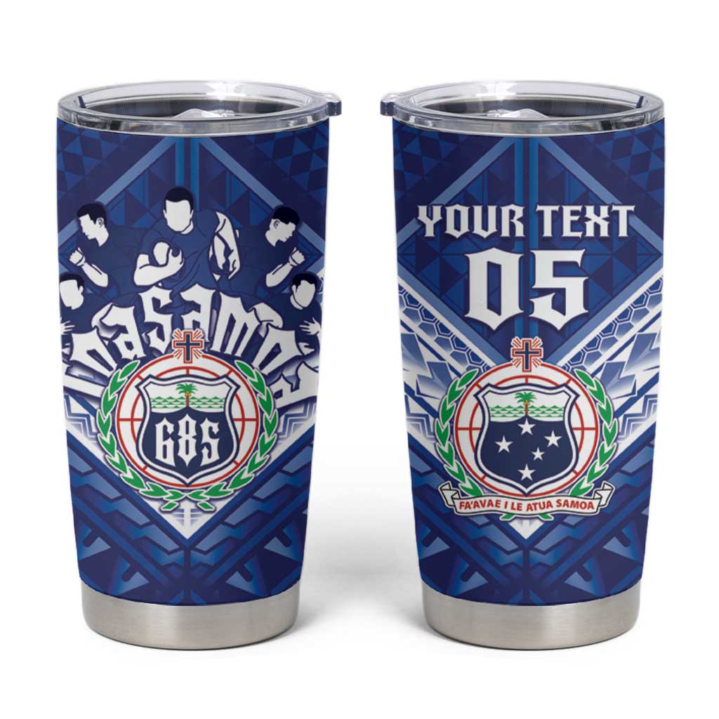 Toa Samoa Rugby Custom Tumbler Cup Samoan Pride With Tribal Pattern - Polynesian Pride