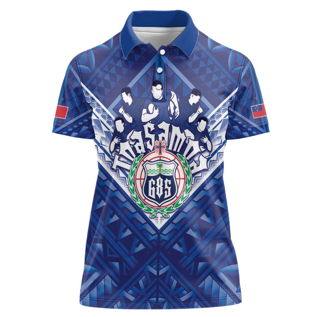Toa Samoa Rugby Custom Women Polo Shirt Samoan Pride With Tribal Pattern - Polynesian Pride