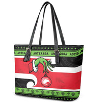New Zealand Funny Christmas Leather Tote Bag Maori Tiki LT05 - Polynesian Pride