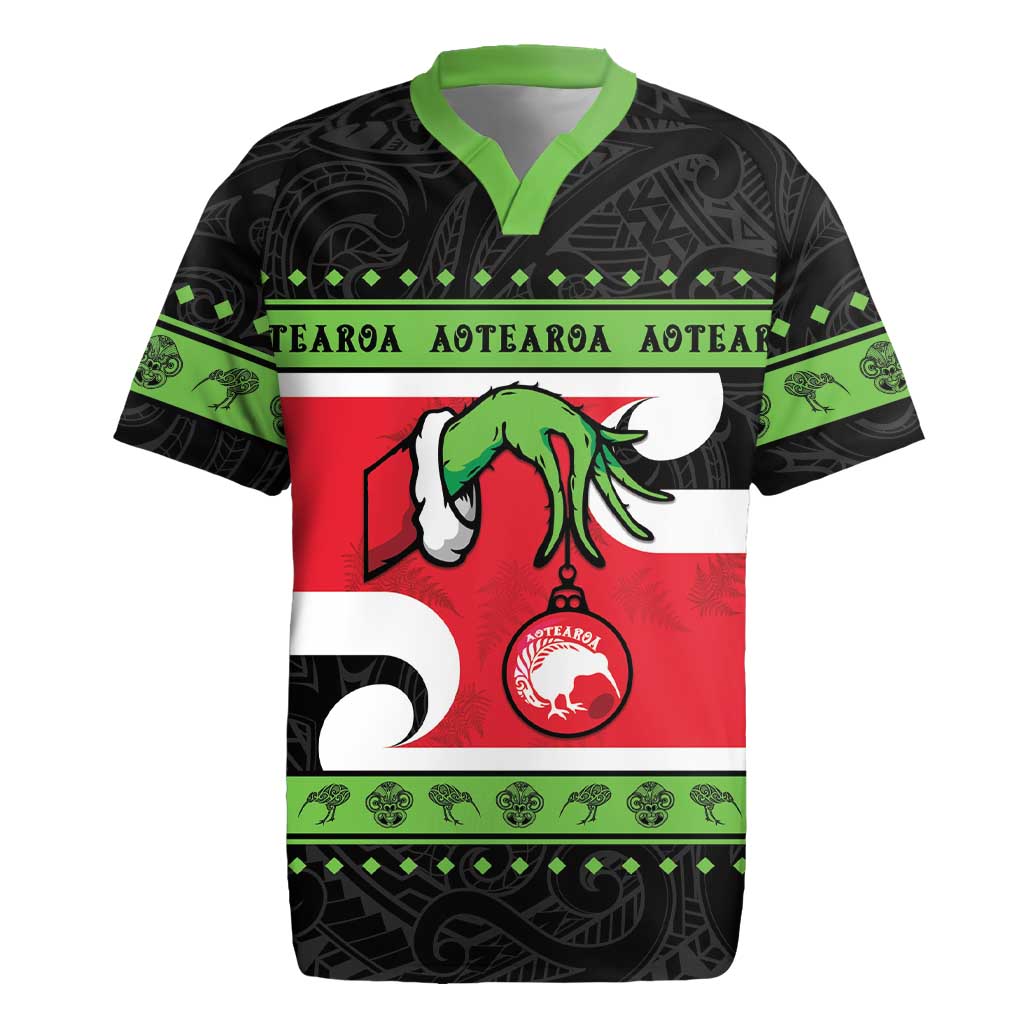 New Zealand Funny Christmas Rugby Jersey Maori Tiki