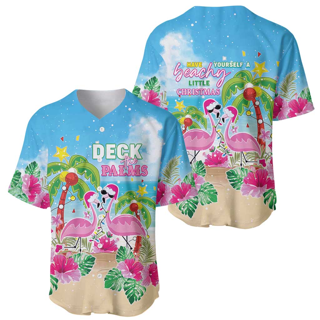 Hawaii Christmas Baseball Jersey Deck The Palms Holiday Flamingos