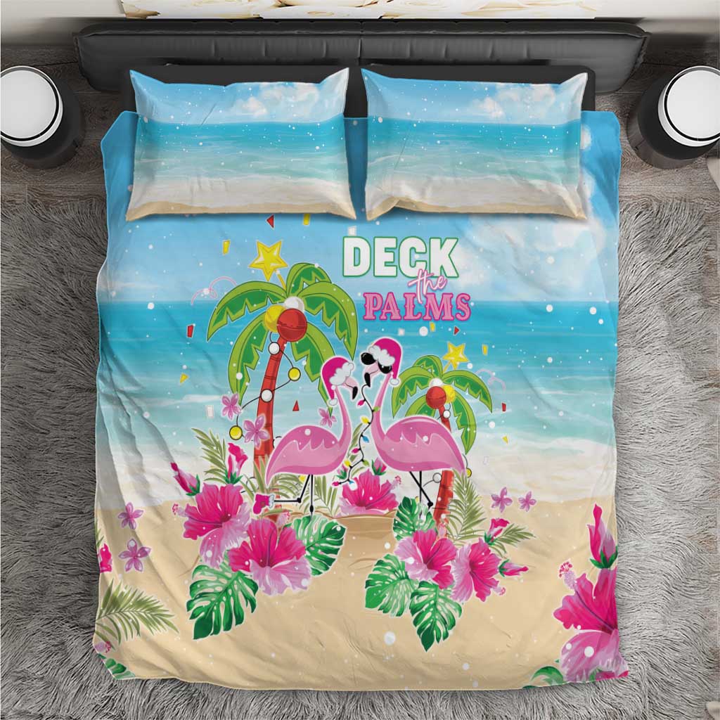 Hawaii Christmas Bedding Set Deck The Palms Holiday Flamingos