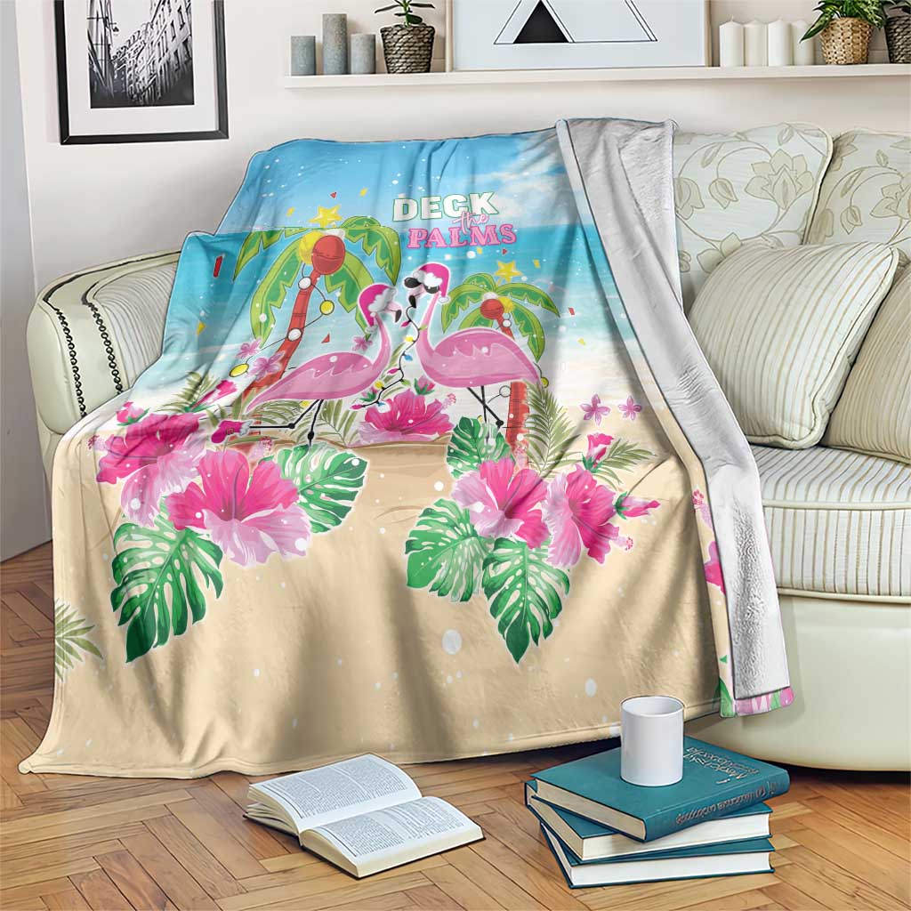 Hawaii Christmas Blanket Deck The Palms Holiday Flamingos