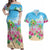 Hawaii Christmas Couples Matching Off Shoulder Maxi Dress and Hawaiian Shirt Deck The Palms Holiday Flamingos