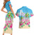 Hawaii Christmas Couples Matching Short Sleeve Bodycon Dress and Hawaiian Shirt Deck The Palms Holiday Flamingos