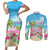 Hawaii Christmas Couples Matching Short Sleeve Bodycon Dress and Long Sleeve Button Shirt Deck The Palms Holiday Flamingos