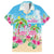 Hawaii Christmas Family Matching Off Shoulder Short Dress and Hawaiian Shirt Deck The Palms Holiday Flamingos