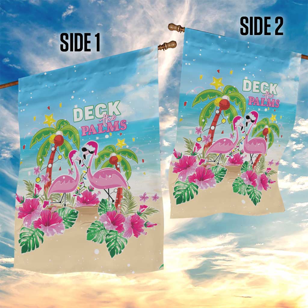 Hawaii Christmas Garden Flag Deck The Palms Holiday Flamingos