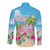 Hawaii Christmas Long Sleeve Button Shirt Deck The Palms Holiday Flamingos