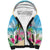 Hawaii Christmas Sherpa Hoodie Deck The Palms Holiday Flamingos