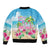 Hawaii Christmas Sleeve Zip Bomber Jacket Deck The Palms Holiday Flamingos