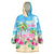 Hawaii Christmas Wearable Blanket Hoodie Deck The Palms Holiday Flamingos