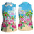 Hawaii Christmas Women Sleeveless Polo Shirt Deck The Palms Holiday Flamingos