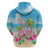 Hawaii Christmas Zip Hoodie Deck The Palms Holiday Flamingos