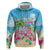 Hawaii Christmas Zip Hoodie Deck The Palms Holiday Flamingos