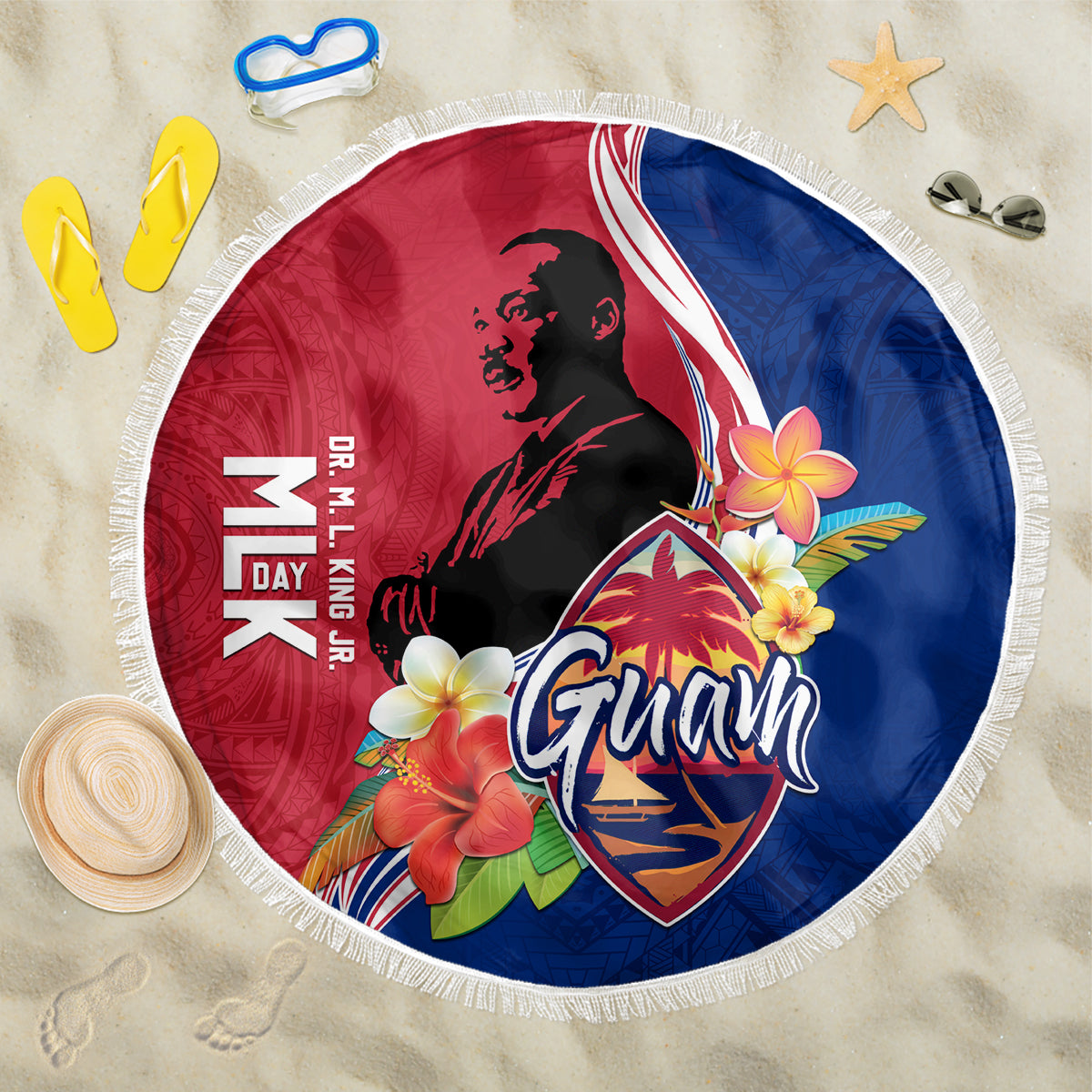 Guam Martin Luther King Jr Day Beach Blanket LT05 One Size 150cm Red - Polynesian Pride